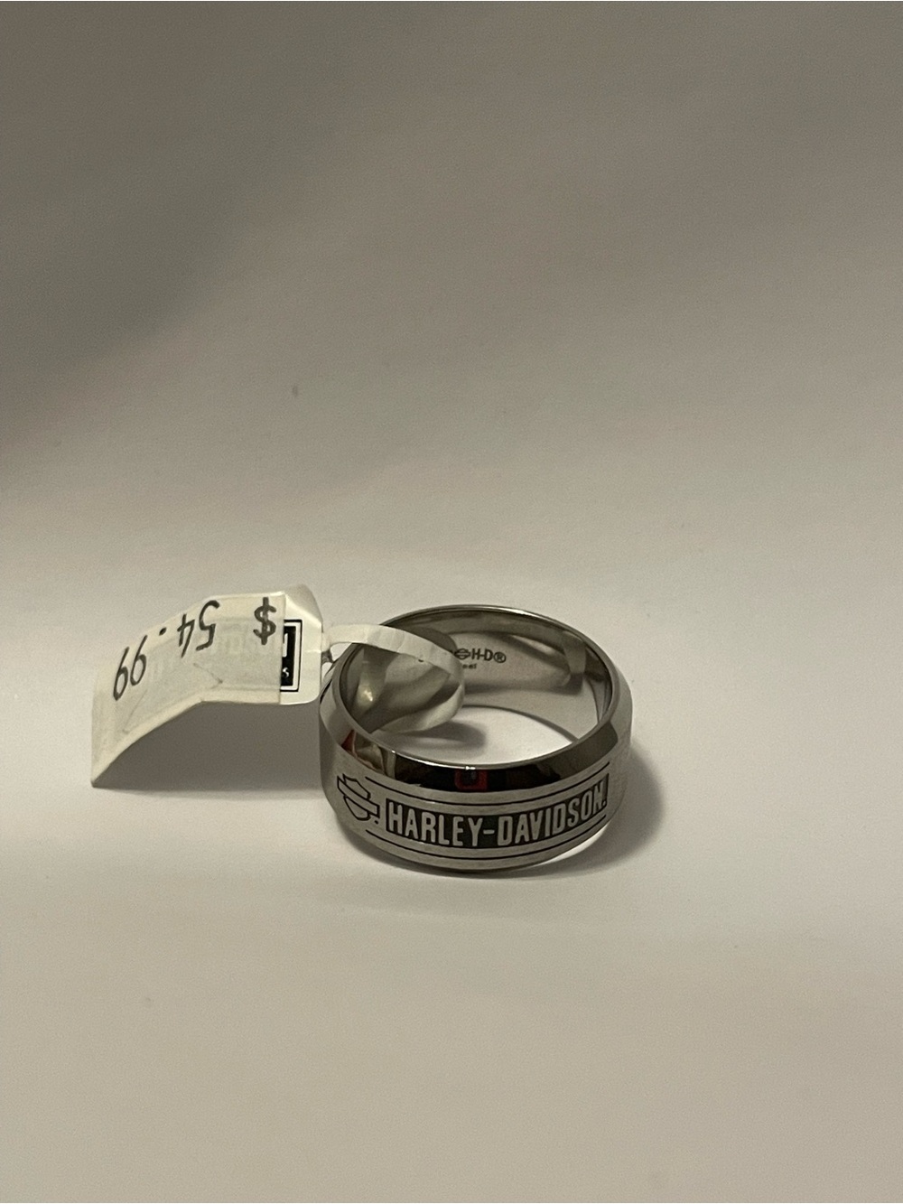 Harley-Davidson Silver and Black Band Ring with Logo